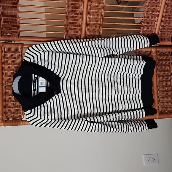 Pull Nautica Homme Rayé Noir Taille M - Occasion Très Bon état, 100% Authentique, Matière Coton Blend !